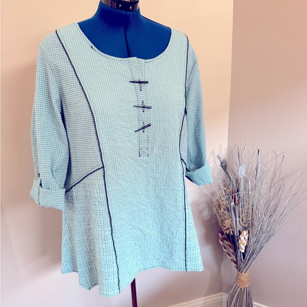 Light blue Ali Miles top with unique buttons